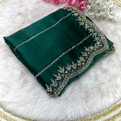 Beautiful Stone Work Saree with Free Blouse | Premium Elegant Collection
