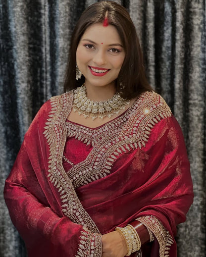 Designer Festive Wear Saree with Intricate Border Work With Free Blouse