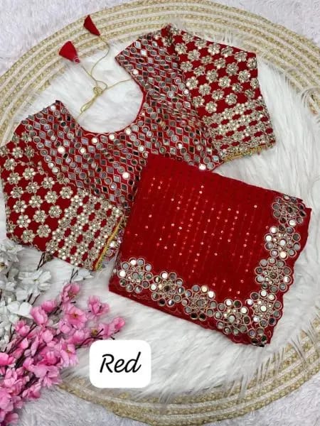 Magenta Georgette Saree with Sequins and Mirror Work Blouse Celebration Wear Special